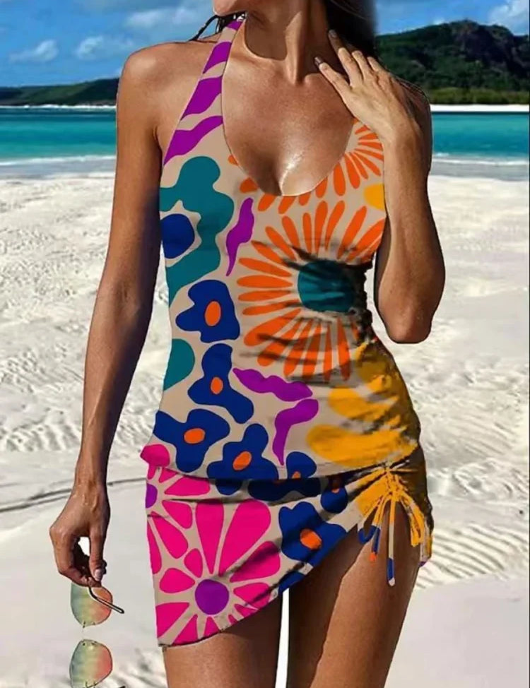Fiesta – Tankini graphique fleuri avec short, effet ventre plat