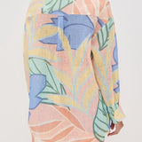 Amandine | Robe Courte Imprimée Feuilles Tropicales