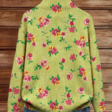 Agnese™ | Cardigan zippé en rose floral et citron vert