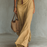Robe maxi à col revers à manches longues