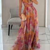 Karen | Robe Maxi Imprimée Fleurie avec Col V