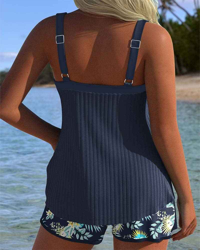 Laluna® | Tankini Rayé avec Short de Plage Deux Pièces
