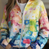 Carmela™ | Cardigan zippé en aquarelle florale