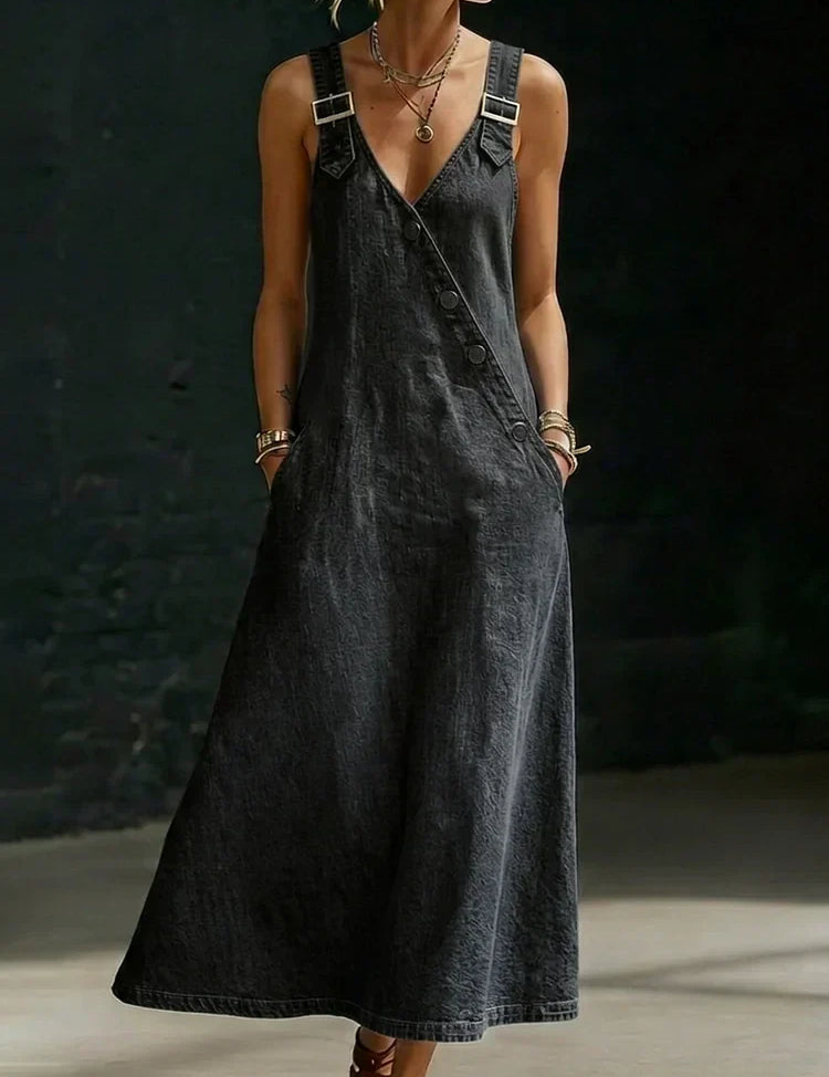 Vera™ | Robe longue en denim avec boutons