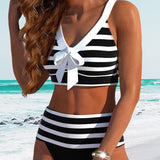 Laluna® | Bikini Rayé Taille Haute