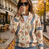 Paola™ | Cardigan Rayé avec Rose Grimpante