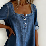 Avélia™ | Chemise en denim avec col carré