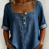 Avélia™ | Chemise en denim avec col carré
