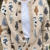 Graziella™ | Cardigan avec Imprimé de Chats et Coupe Confortable