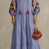 Robe Maxi Casual Largue avec Manches Longues