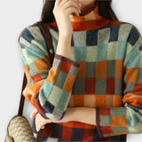 Jana | Pull à Col Montant en Patchwork