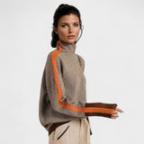 Mai | Pull Luxueux à Col Montant avec Motif de Surpiqure