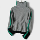 Mai | Pull Luxueux à Col Montant avec Motif de Surpiqure