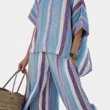 Ginevra – haut pastel mauve élégant et pantalons à rayures