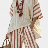 Rosalinda – haut à rayures rustique élégant et pantalons crème