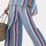 Ginevra – haut pastel mauve élégant et pantalons à rayures