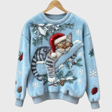 Stefany | Pull en peluche avec chat pour la période festive