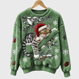 Stefany | Pull en peluche avec chat pour la période festive