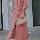 Jeanine™ | Robe longue en lin avec ceinture