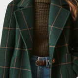 Ruby | Manteau Retro en Tweed avec Revers à Carreaux