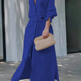 Jeanine™ | Robe longue en lin avec ceinture