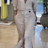Jeanine™ | Robe longue en lin avec ceinture