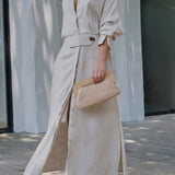 Jeanine™ | Robe longue en lin avec ceinture