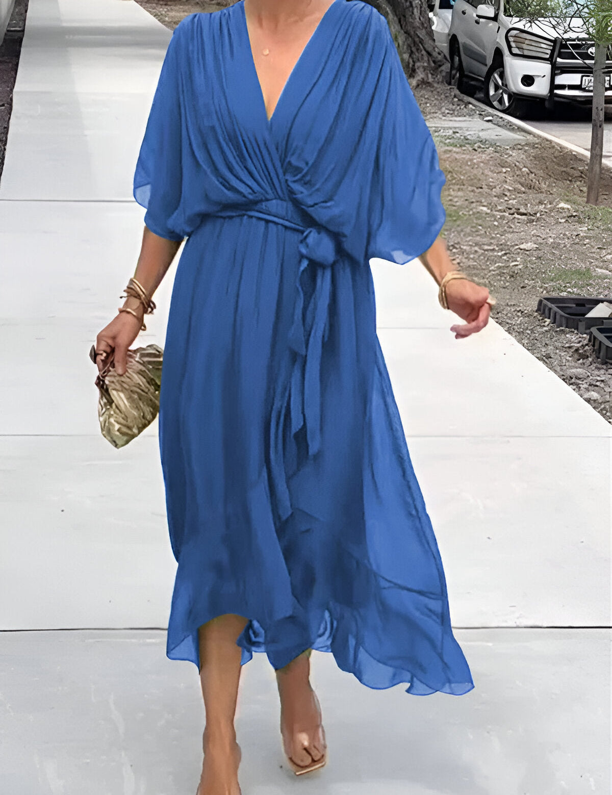 Moniek™ | Robe midi plissée élégante avec nœud