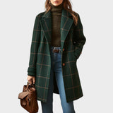 Ruby | Manteau Retro en Tweed avec Revers à Carreaux