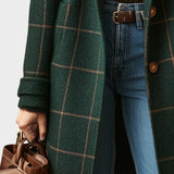 Ruby | Manteau Retro en Tweed avec Revers à Carreaux