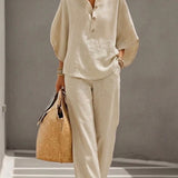 Mariel | Ensemble en Coton et Lin avec Manches Chauve-Souris et Pantalons Amples