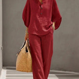 Mariel | Ensemble en Coton et Lin avec Manches Chauve-Souris et Pantalons Amples