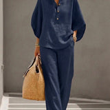 Mariel | Ensemble en Coton et Lin avec Manches Chauve-Souris et Pantalons Amples