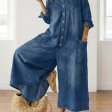 Diana™ | Combinaison en denim vintage avec boutons