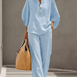 Mariel | Ensemble en Coton et Lin avec Manches Chauve-Souris et Pantalons Amples