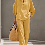 Mariel | Ensemble en Coton et Lin avec Manches Chauve-Souris et Pantalons Amples