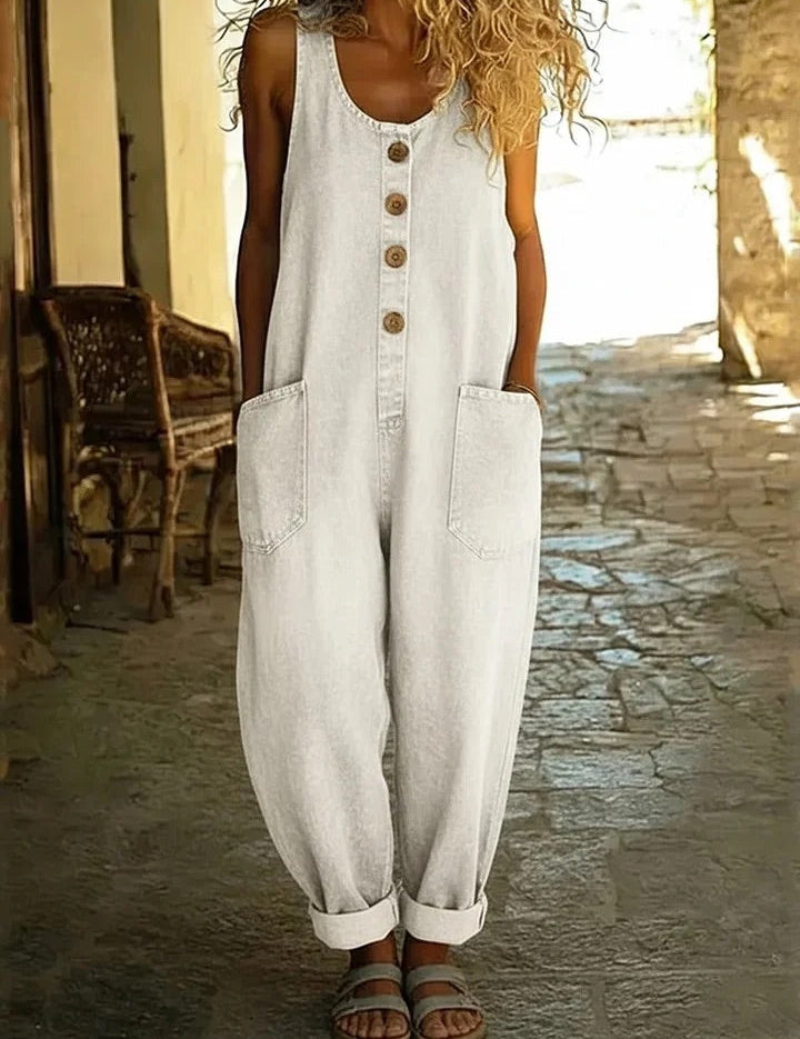 Ruth™ | Salopette en denim de coton lavé vintage