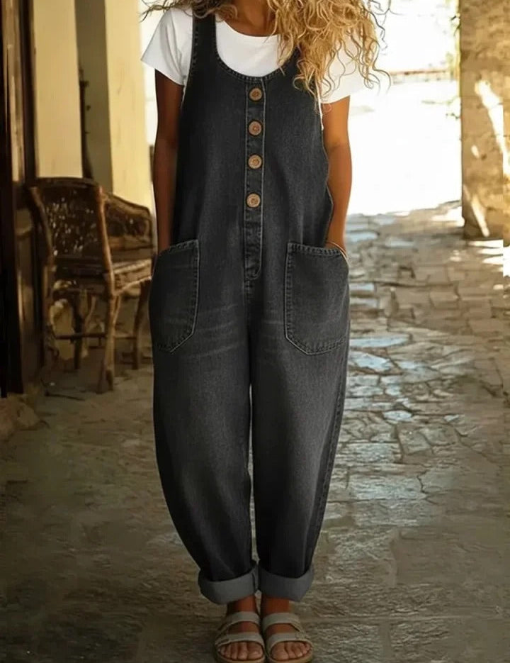 Ruth™ | Salopette en denim de coton lavé vintage
