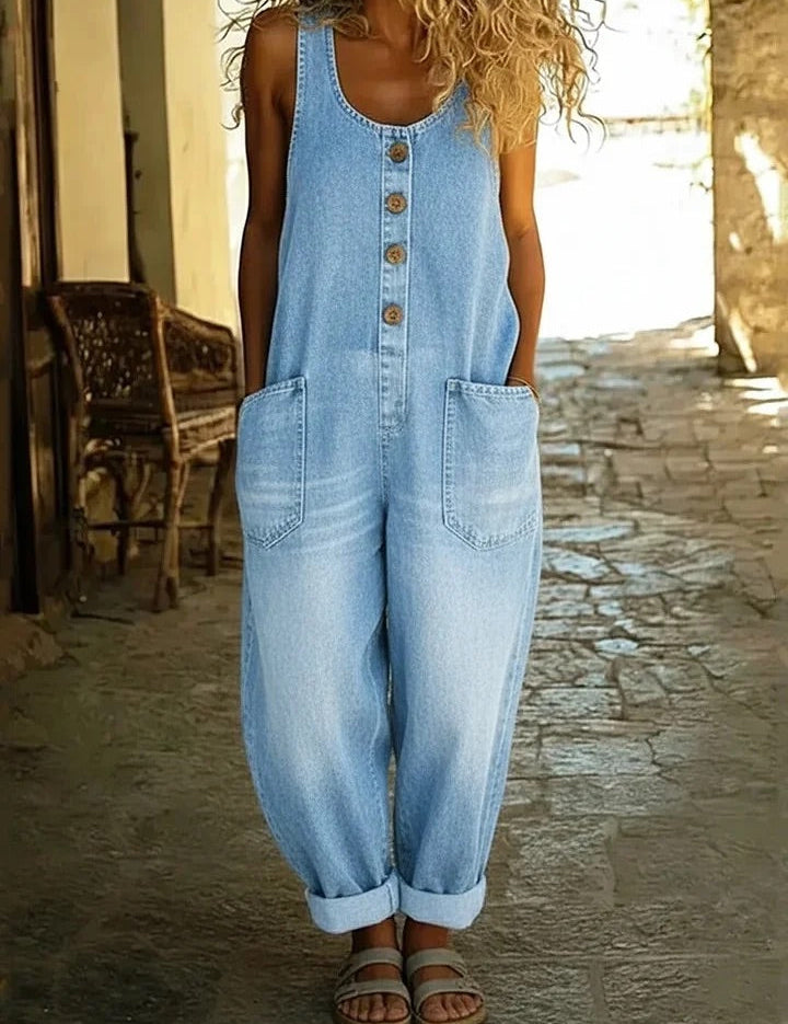 Ruth™ | Salopette en denim de coton lavé vintage