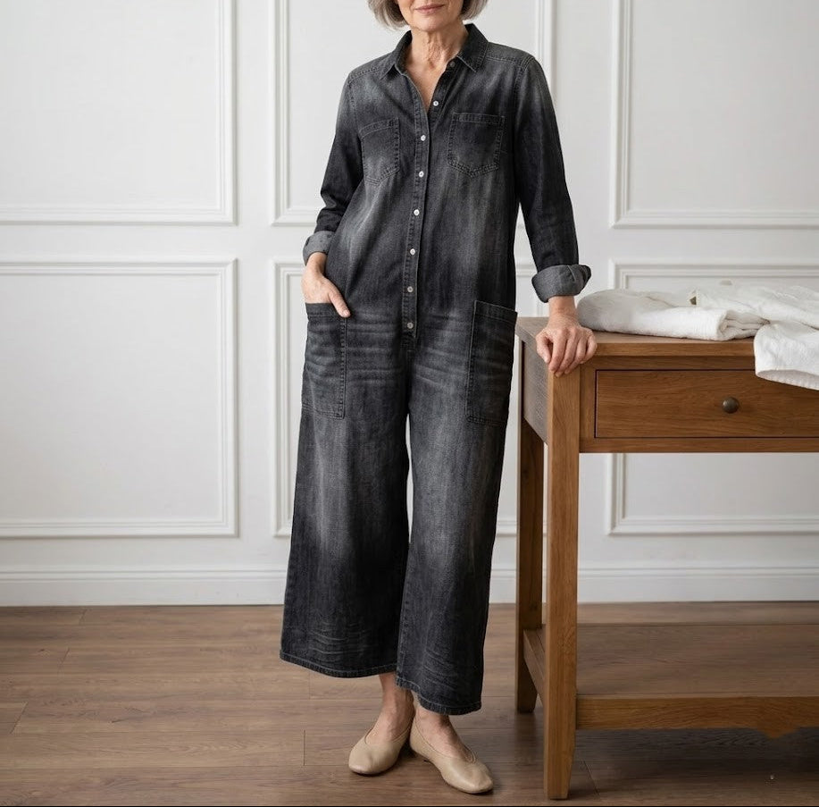 Diana™ | Combinaison en denim vintage avec boutons