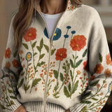 Angela™ | Cardigan Zippé avec Fleurs Sauvages